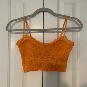Zara Orange Lace Crop Top